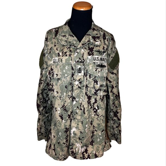 US Navy USN Type III Working Uniform Blouse Jacket SZ M Long Military Gilley